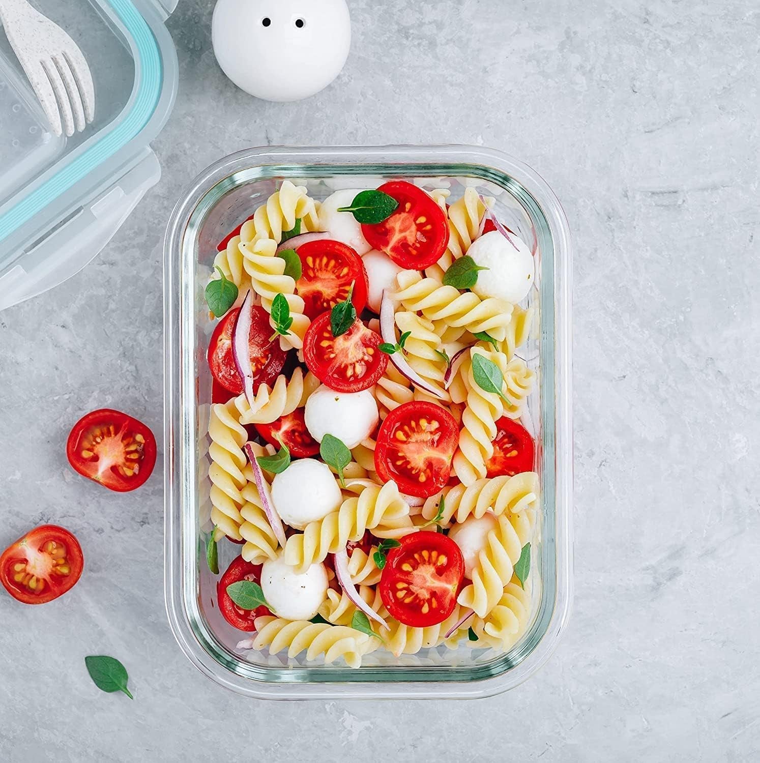 10-Piece Borosilicate Glass Meal Prep Container Set – 100% Leak-Proof Snap-Lock Lids, Airtight and BPA-Free – Safe for Freezer, Microwave, and Oven (Glass Only) – Stackable and Nestable Food Storage Solution